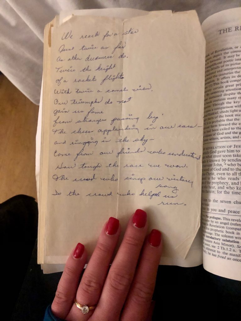 Poem found in Helen Munce's Bible
