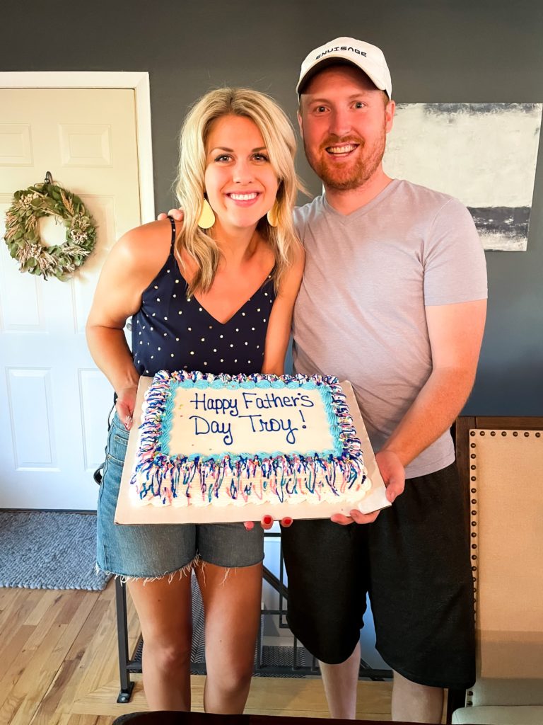 Troy and Sarah Klongerbo with a "Happy Father's Day" DQ cake