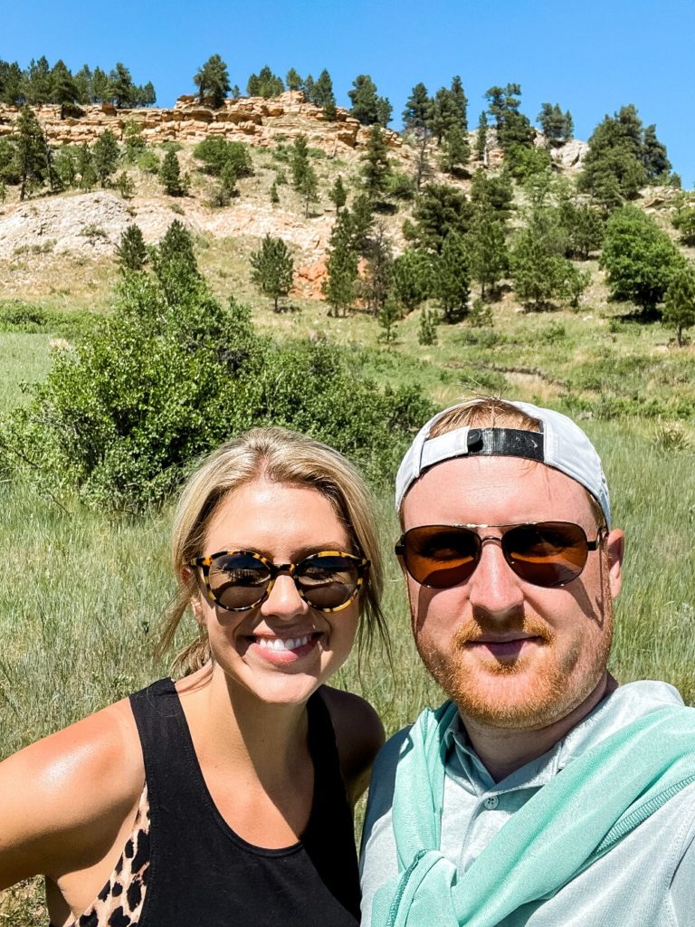 Troy and Sarah Klongerbo on a hike in Spearfish, SD