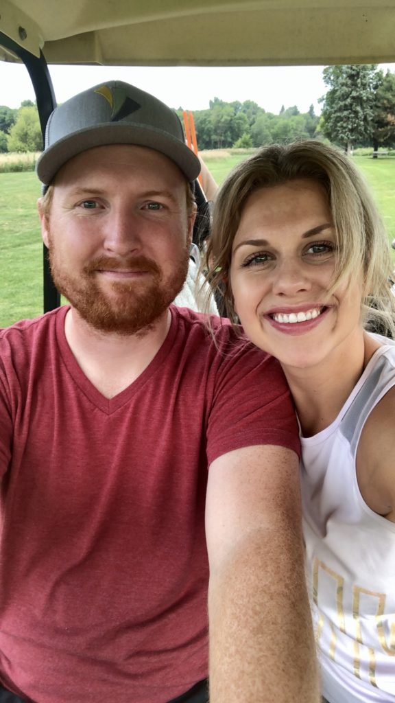 Sarah and Troy Klongerbo golfing at Hidden Valley in Sioux Falls