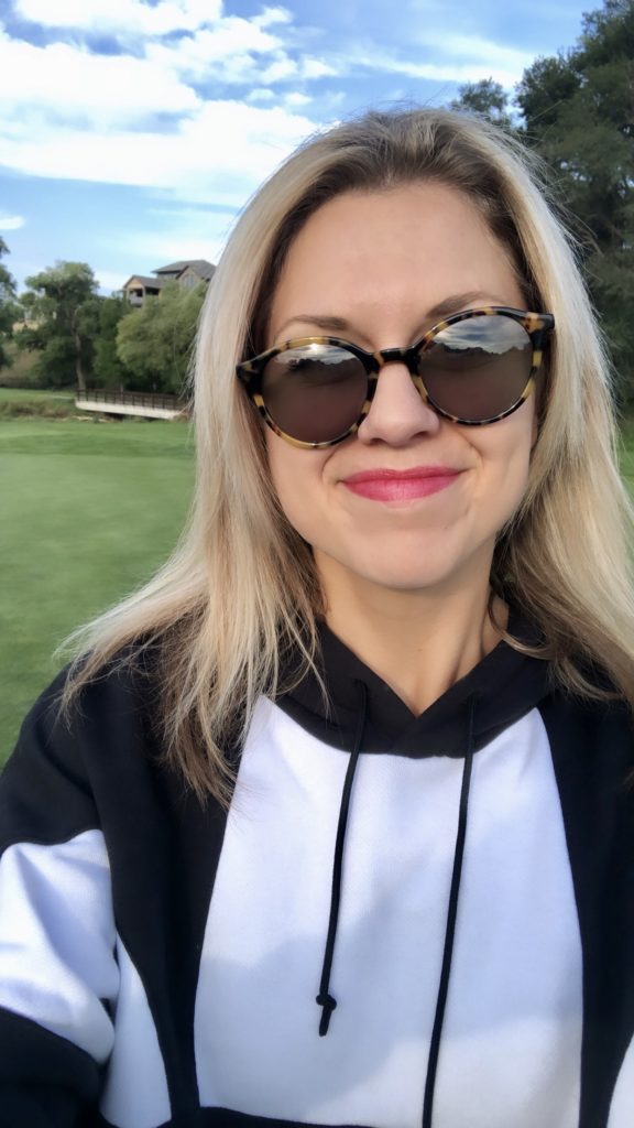 Sarah Klongerbo enjoying a walk on the golf course
