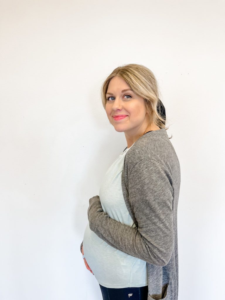 Sarah Klongerbo at about seven months pregnant