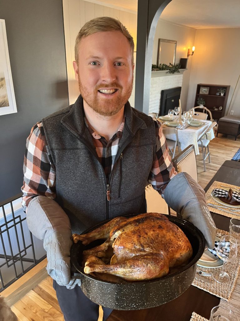 Troy Klongerbo with a turkey he made for Thanksgiving