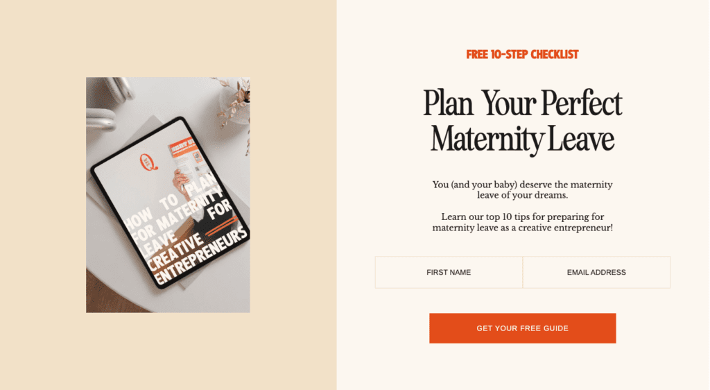 Graphic for a free maternity leave checklist for creative entrepreneurs