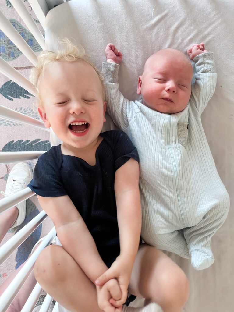 Calvin and Wesley Klongerbo in a crib