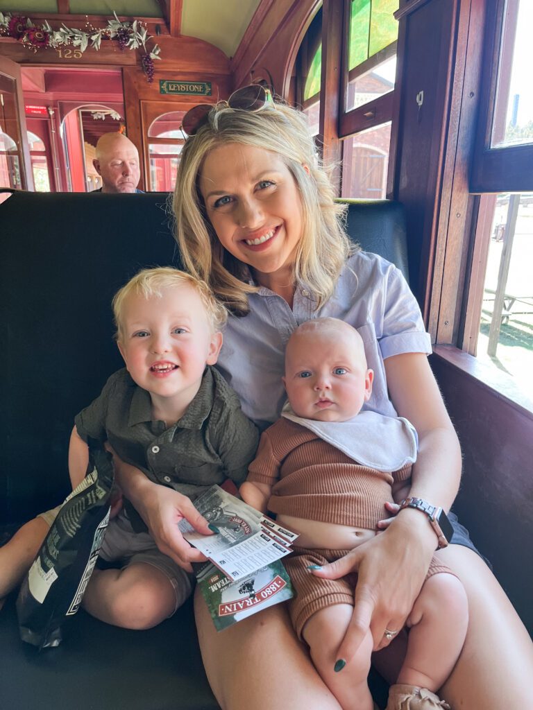 Sarah Klongerbo and her boys on the 1880 Train in Hill City